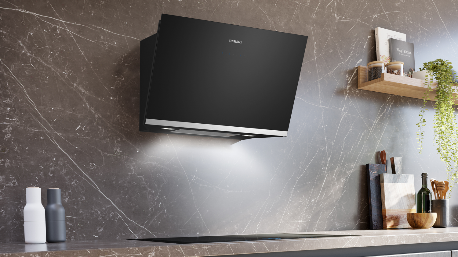 Siemens iQ500 LC81KAN60 afzuigkap Muurmontage Zwart, Roestvrijstaal 432 m³/uur A+