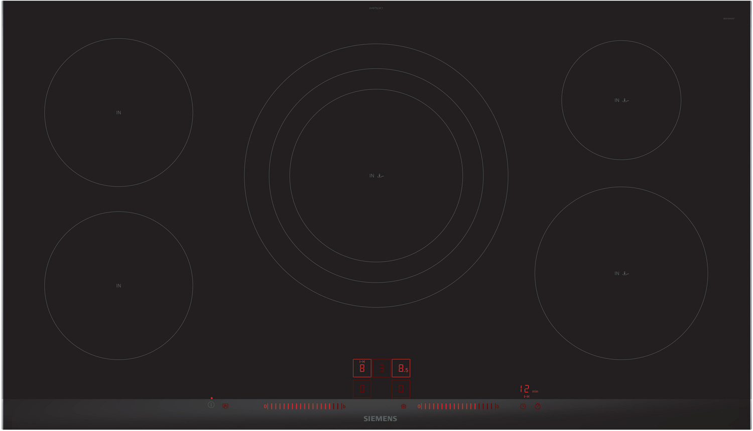 Siemens EH975LVC1E kookplaat Zwart, Roestvrijstaal Ingebouwd Inductiekookplaat zones 5 zone(s)