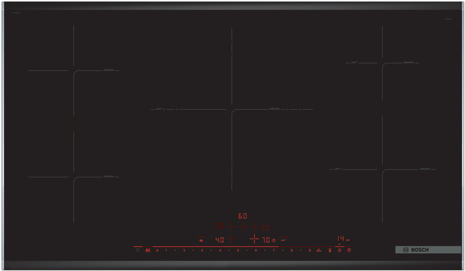 Bosch PIV975DC1E kookplaat Zwart Ingebouwd Inductiekookplaat zones 5 zone(s)