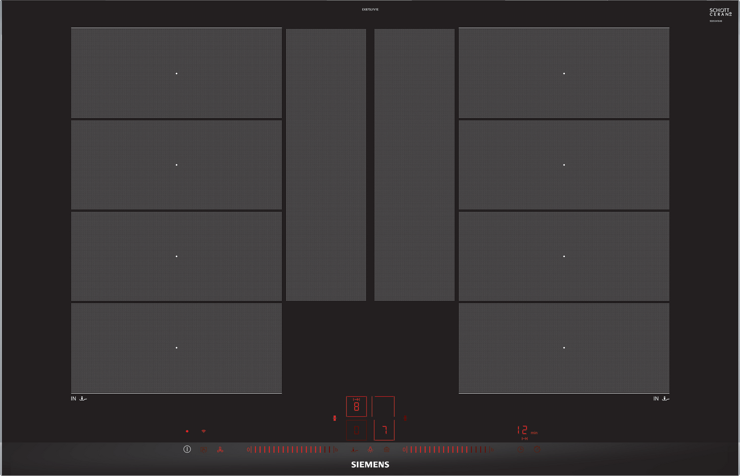 Siemens EX875LYV1E kookplaat Zwart Ingebouwd Inductiekookplaat zones 4 zone(s)