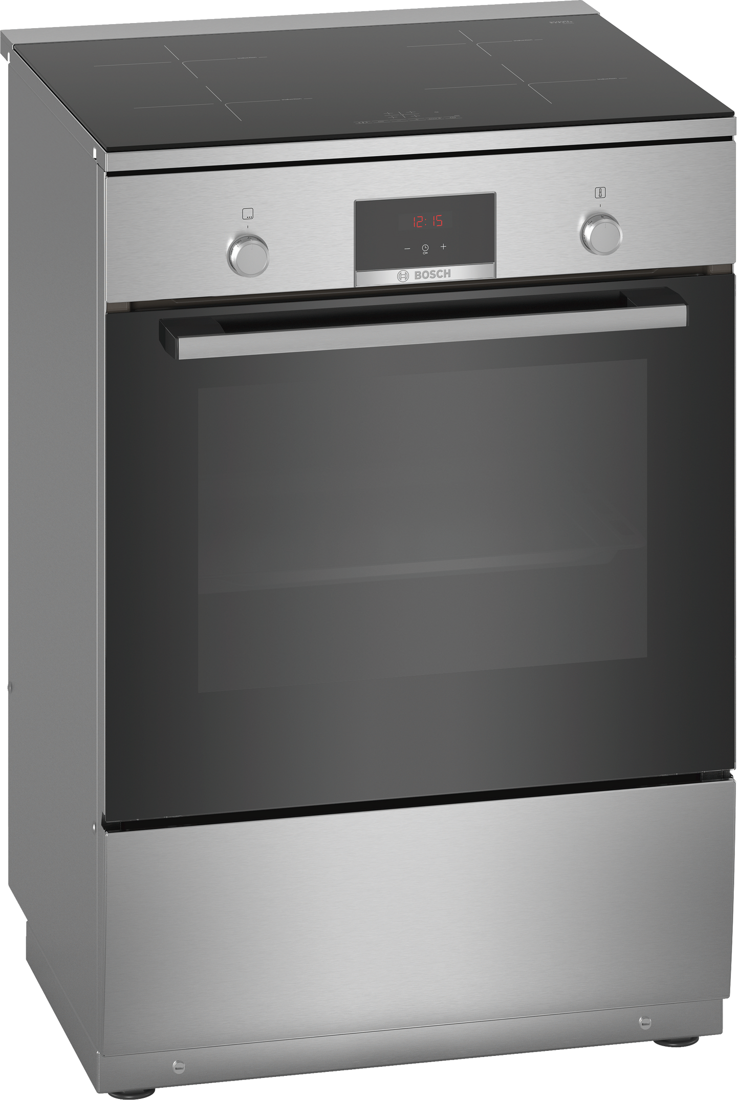 Bosch Serie 4 HLN39A050U fornuis Vrijstaand fornuis Electrisch Inductiekookplaat zones Zwart, Grijs A
