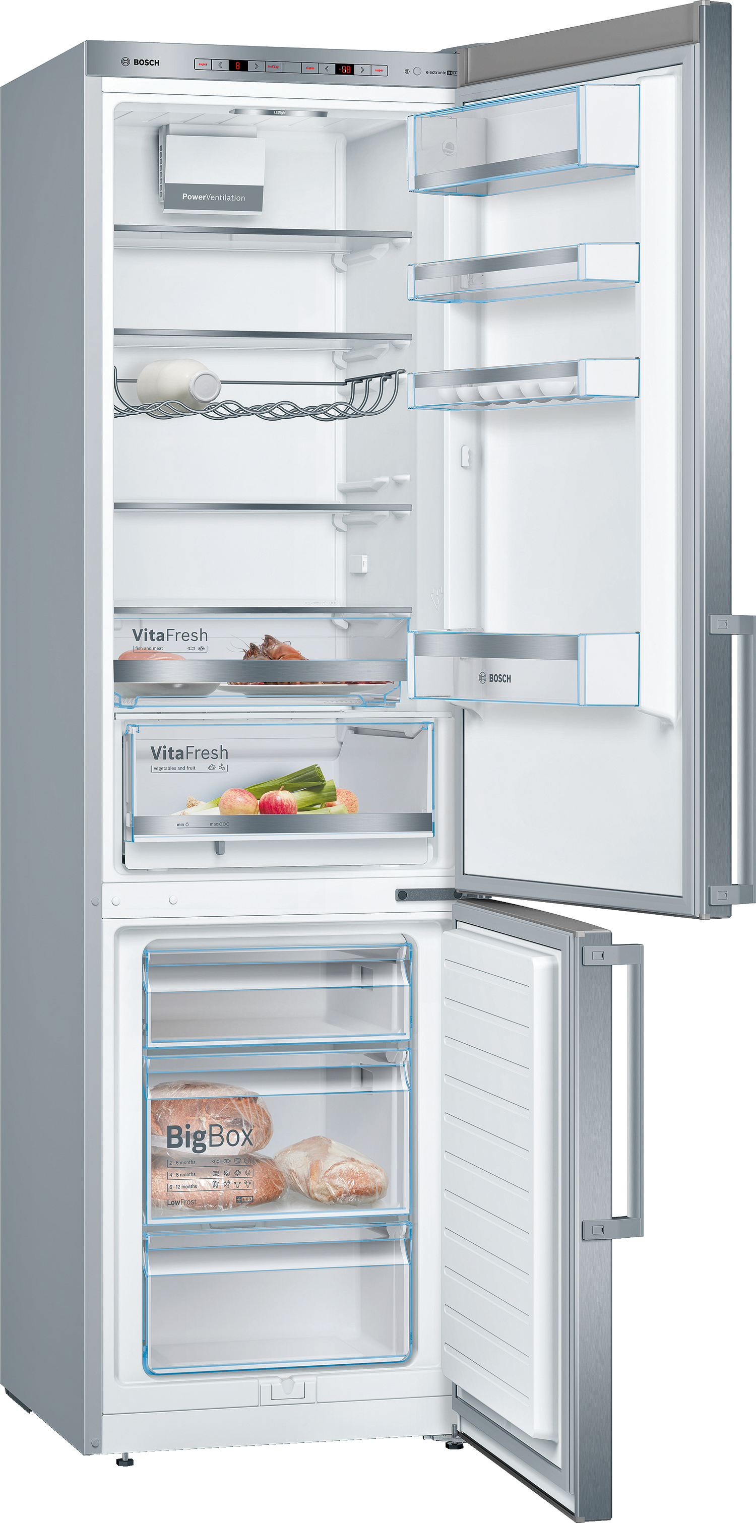 Bosch Serie 6 KGE398IBP koel-vriescombinatie Vrijstaand 343 l B Roestvrijstaal