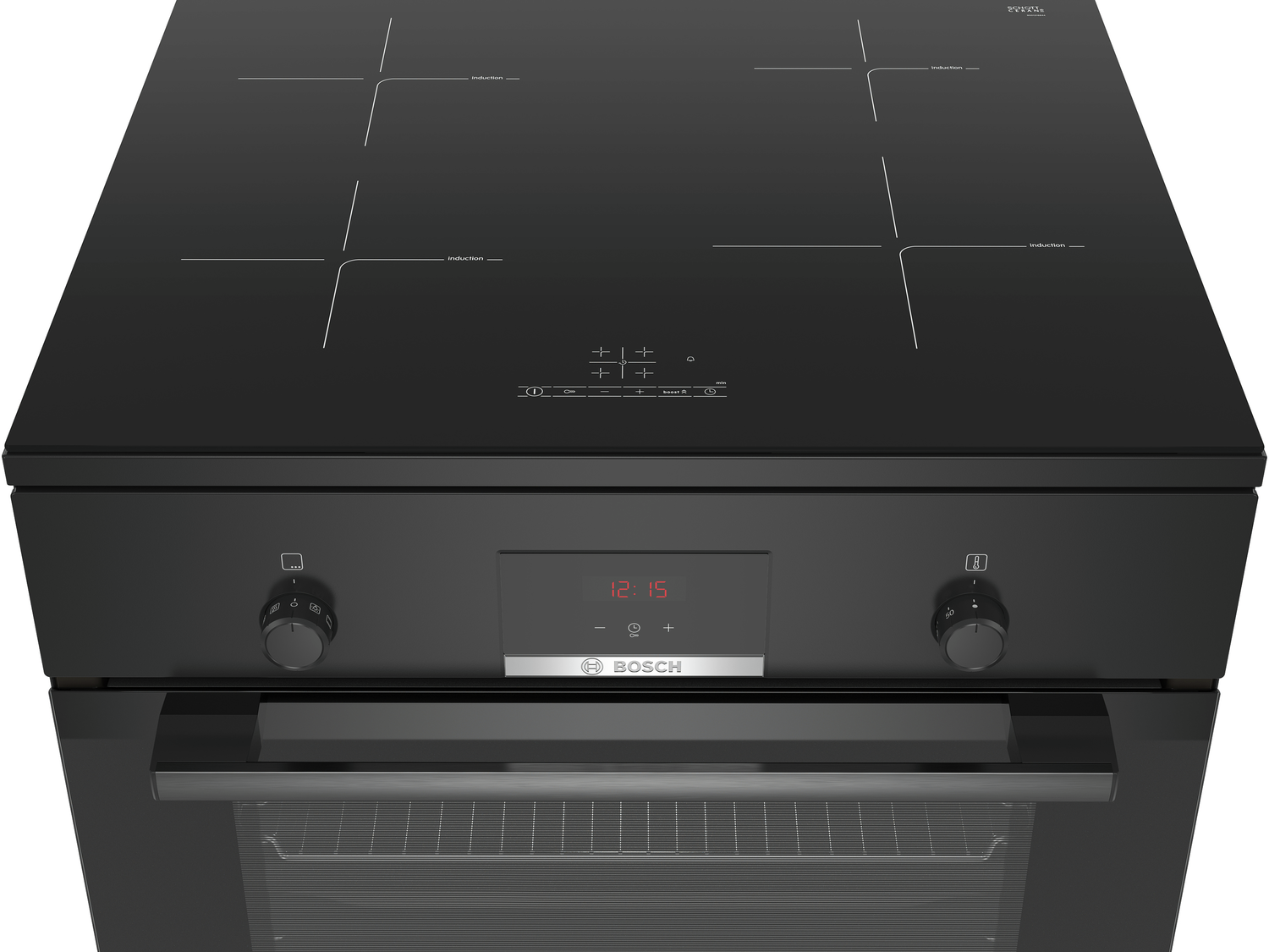 Bosch Serie 4 HLN39A060U fornuis Vrijstaand fornuis Electrisch Inductiekookplaat zones Zwart A