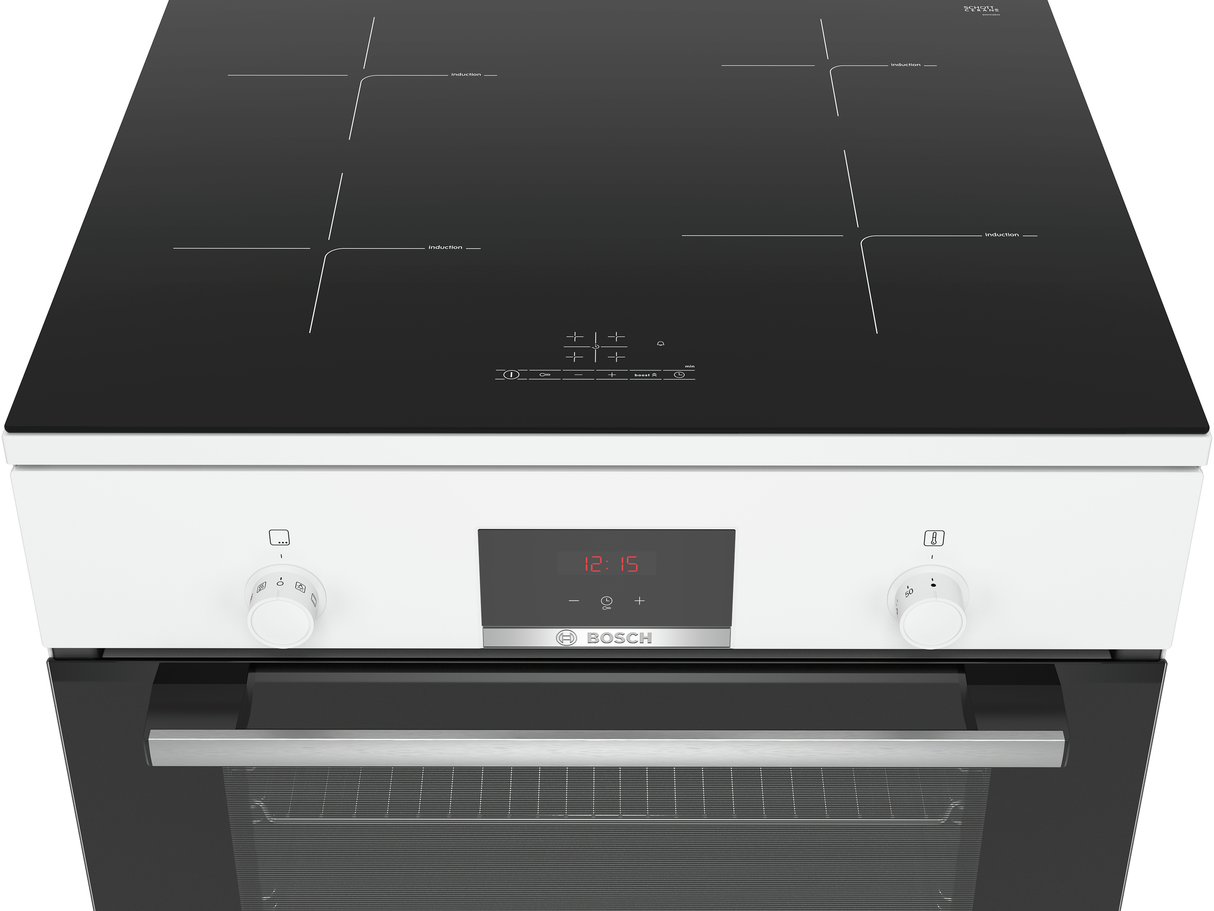 Bosch Serie 4 HLR390020 fornuis Vrijstaand fornuis Electrisch Inductiekookplaat zones Wit A