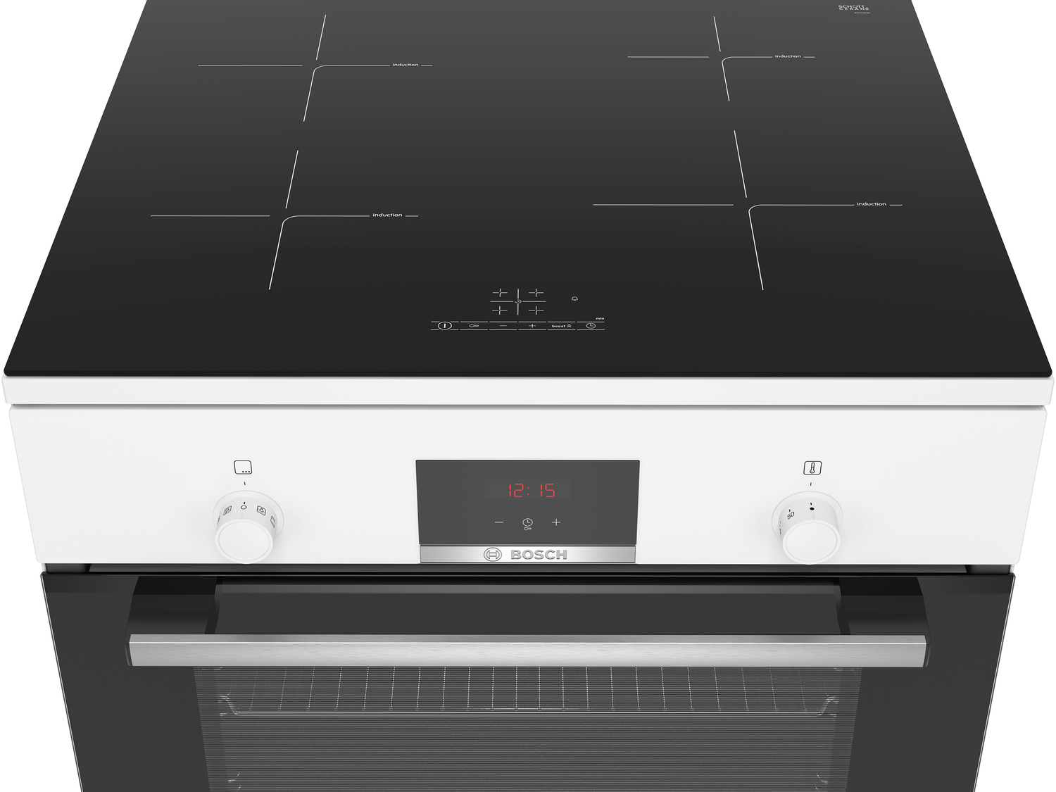 Bosch Serie 4 HLR390020 fornuis Vrijstaand fornuis Electrisch Inductiekookplaat zones Wit A