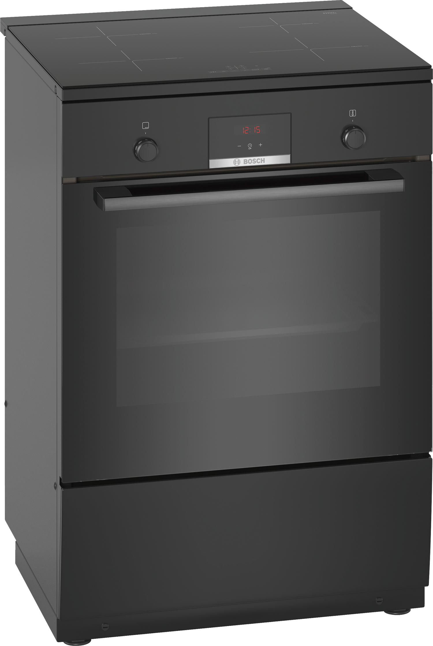 Bosch Serie 4 HLN39A060U fornuis Vrijstaand fornuis Electrisch Inductiekookplaat zones Zwart A