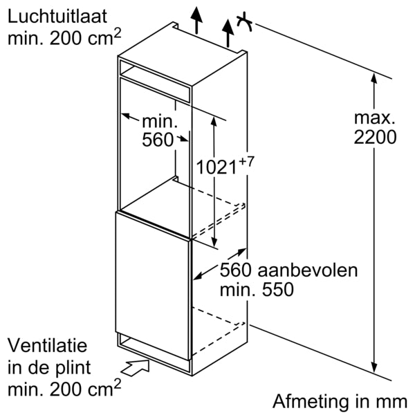 Siemens KI32LADD1 inbouw koelkast met vriesvak 147 liter