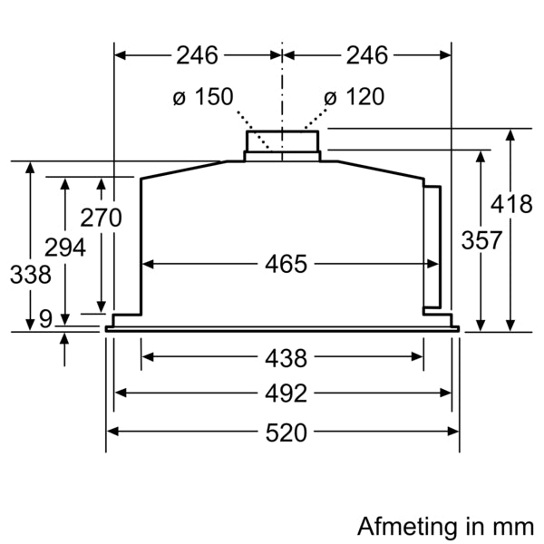 Siemens LB59584M afzuigkap Plafond inbouw Roestvrijstaal 730 m³/uur A++