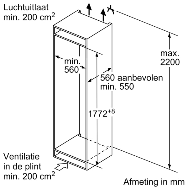 Siemens KI86VNFE0 inbouw koel-vriescombinatie 267 liter