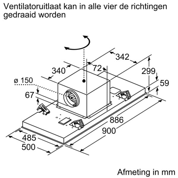Siemens LR97CAQ20 witte plafond afzuigkap 90 cm