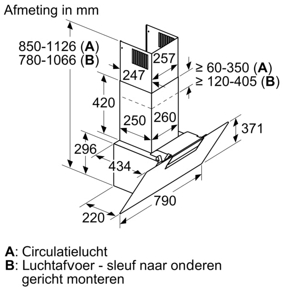 Siemens iQ300 LC87KEM60 afzuigkap Muurmontage Zwart 669 m³/uur B