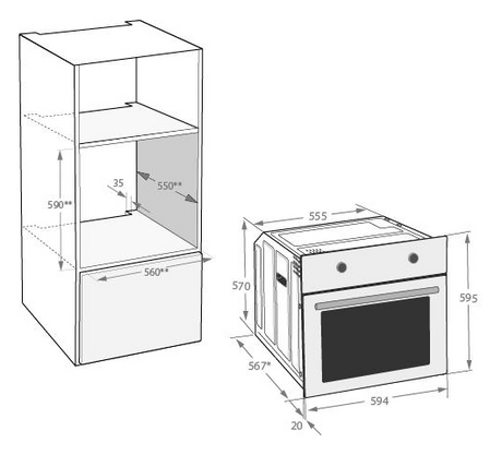 BEKO-BIE62210X-INBOUWTEKENING